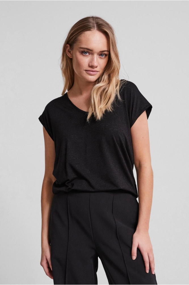 PCBILLO TEE LUREX STRIPES NOOS 17078572 Black/ Lurex Black